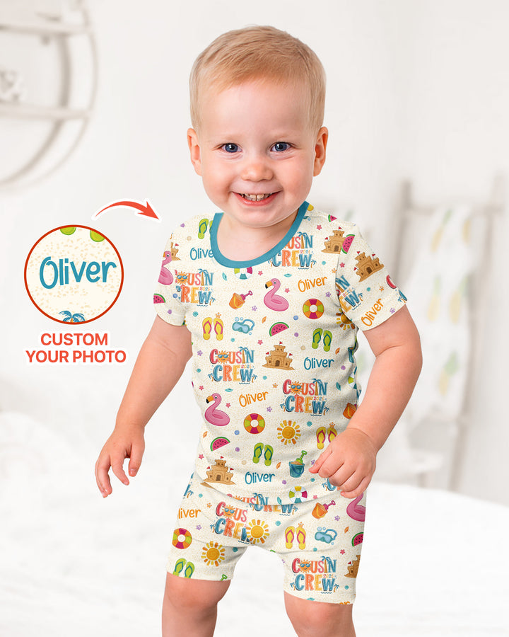 Custom Name Summer 2026 Cousin Crew Bamboo Two Piece Short Sleeve Shorts Pajama Set
