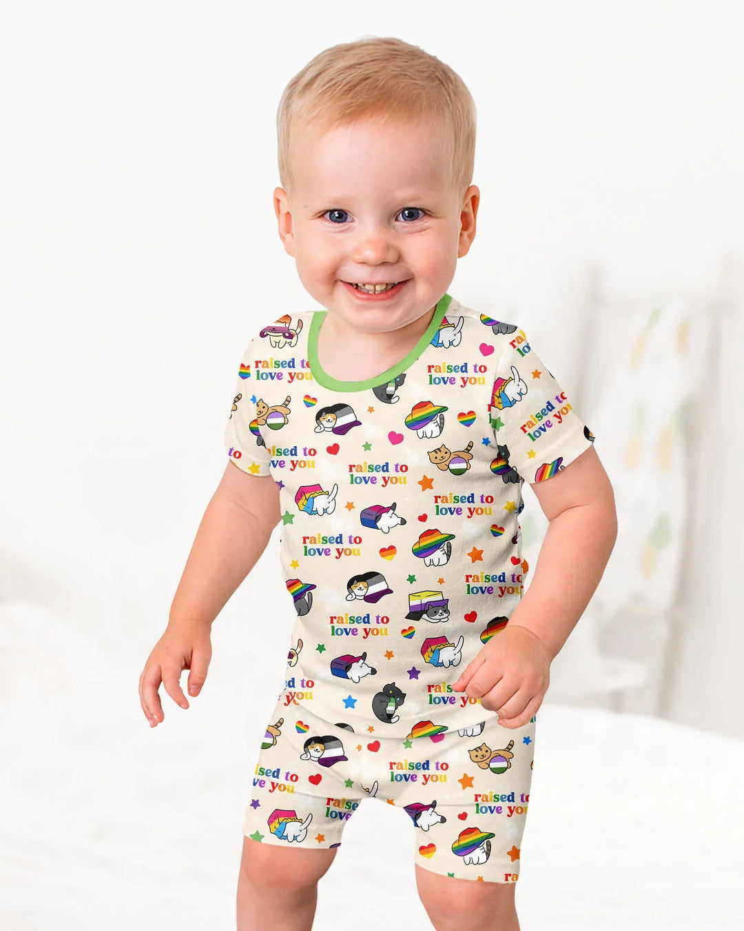 Rainbow Paws Family Matching Bamboo Two Piece Short Sleeve Shorts Pajama Set