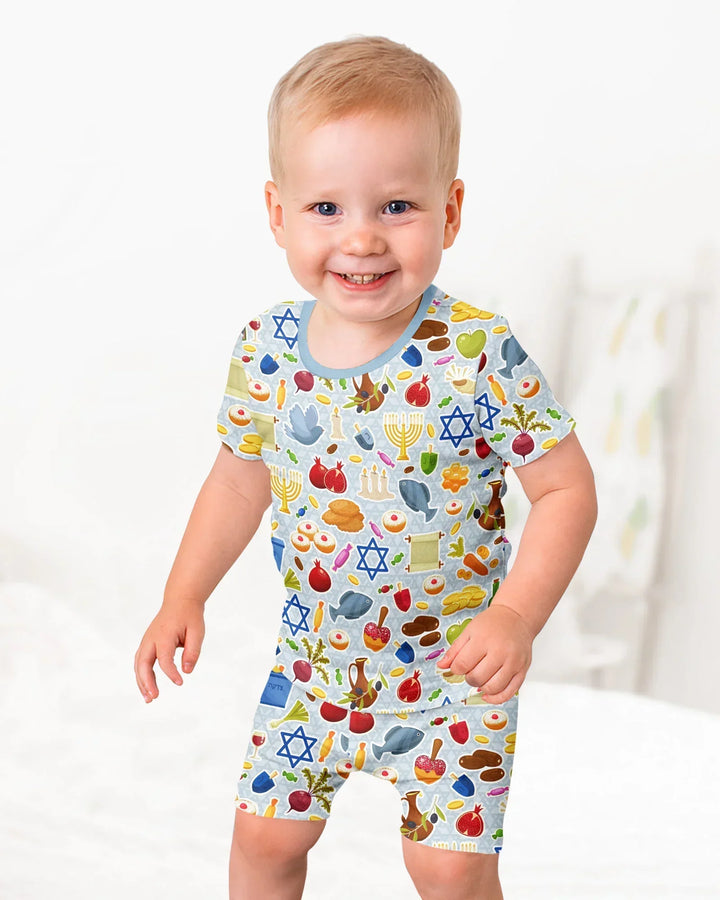 Shana Tovah Bamboo Two Piece Short Sleeve Shorts Pajama Set