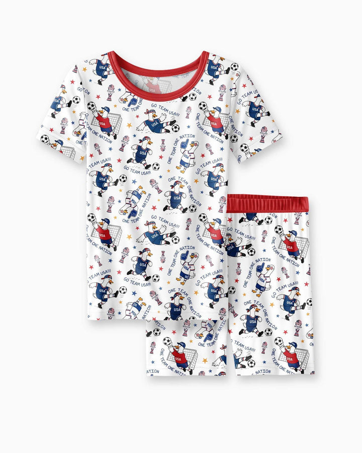 USA Soccer Goose Family Matching Bamboo Two Piece Short Sleeve Shorts Pajama Set