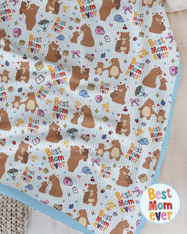 Best Mama Bear Ever Family Matching Bamboo Blanket