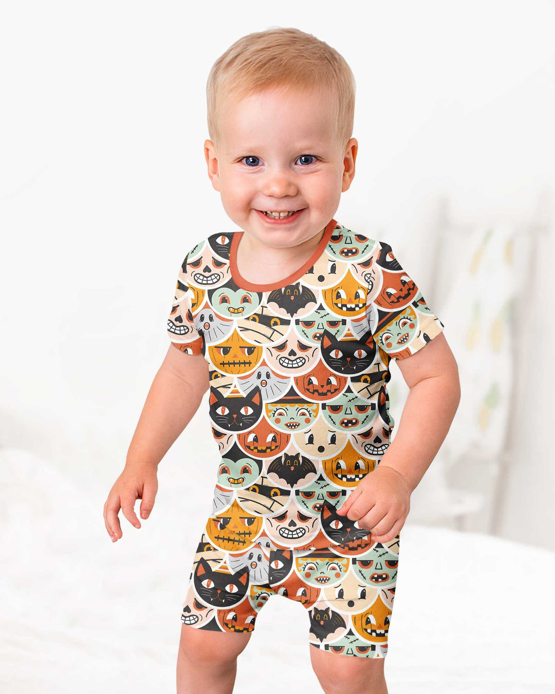 Monster Mash-Up Bamboo Two Piece Short Sleeve Shorts Pajama Set