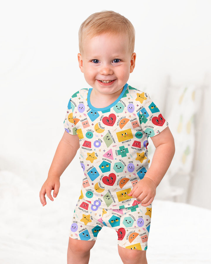 Happy Shape Squad Family Matching Bamboo Two Piece Short Sleeve Shorts Pajama Set