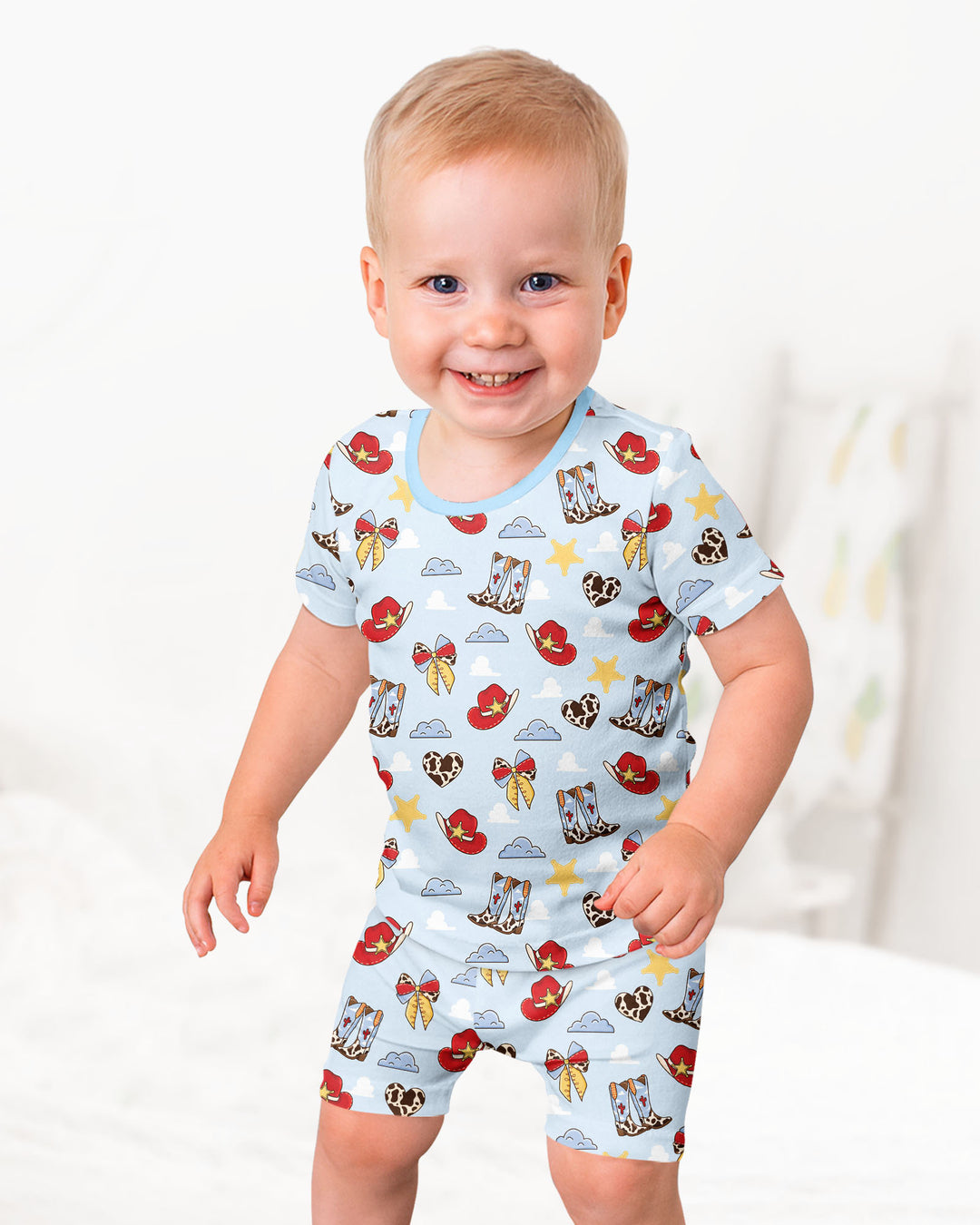 Template Bamboo Two Piece Short Sleeve Shorts Pyjamas Set