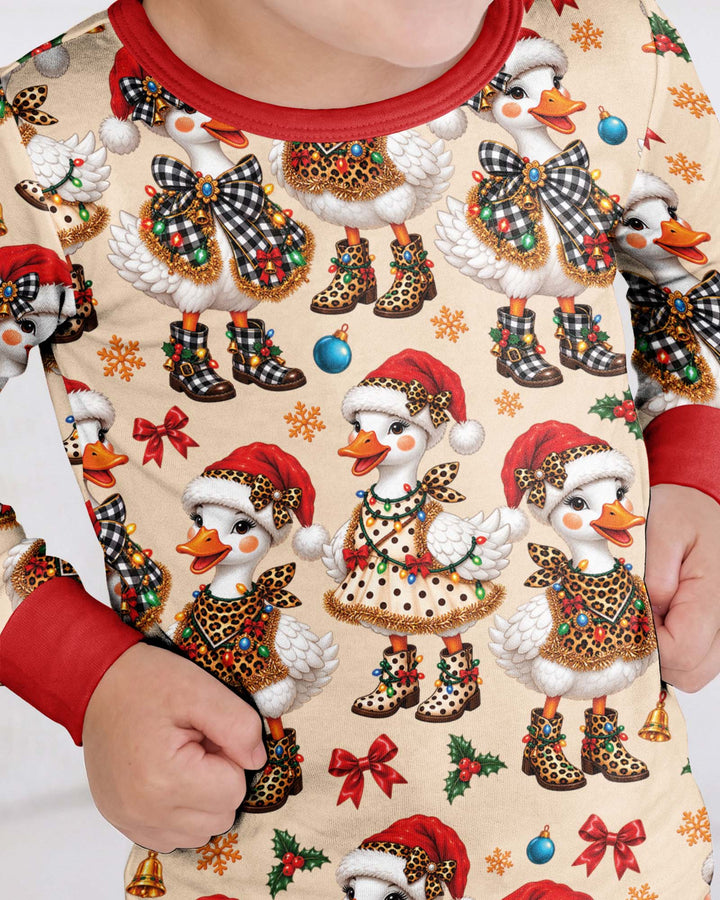 Holly Jolly Cowgirl Ducks Bamboo Two Piece Long Sleeve Pajama Set