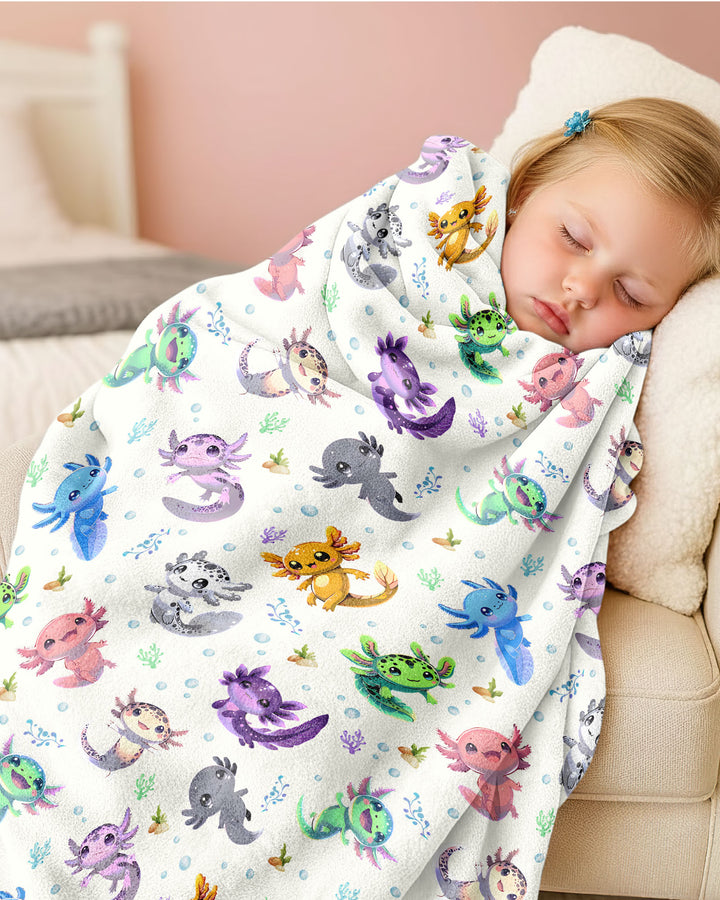 I Love You Axolotl Bamboo Blanket