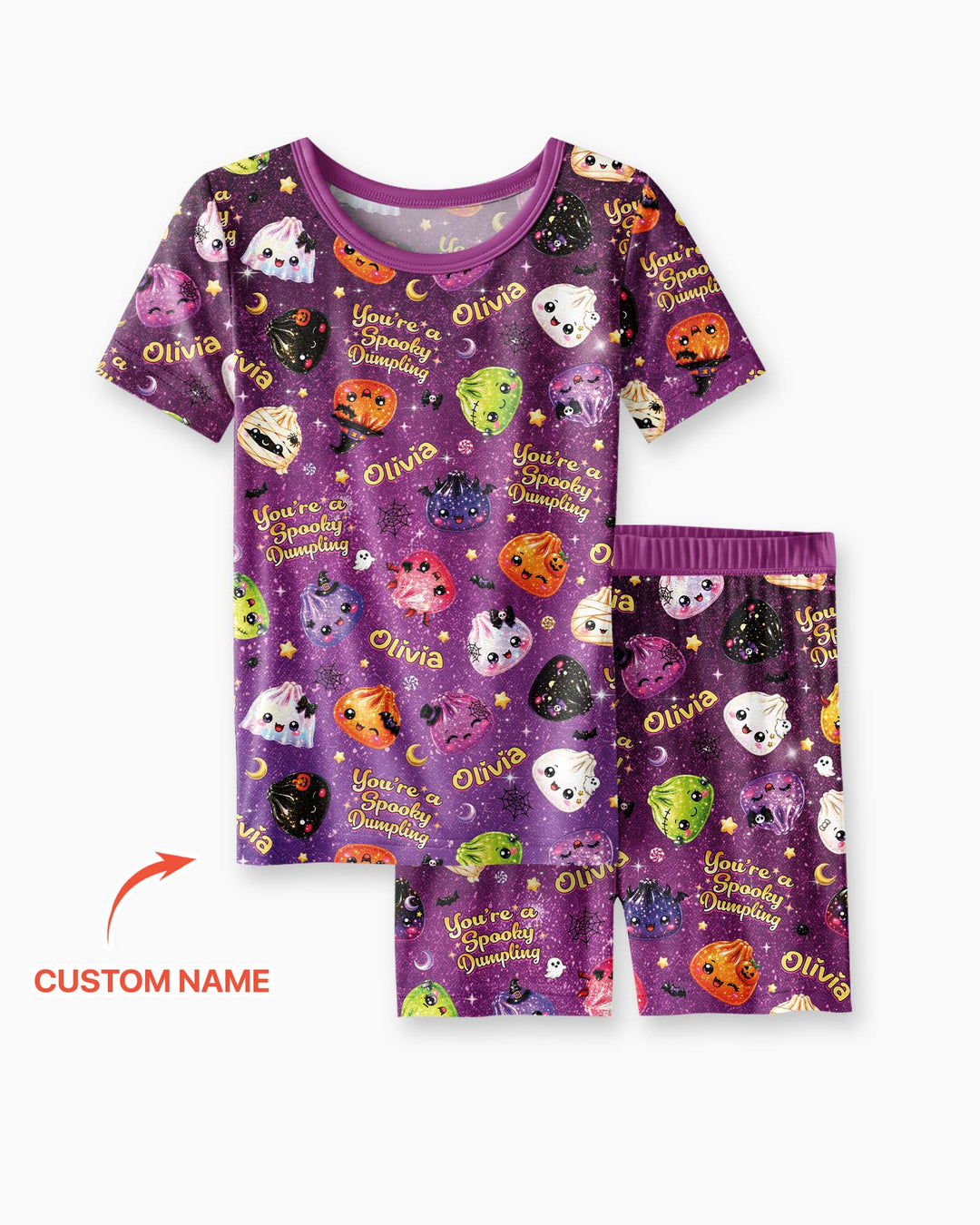 Custom Name You're A Spooky Dumpling Bamboo Two Piece Short Sleeve Shorts Pajama Set