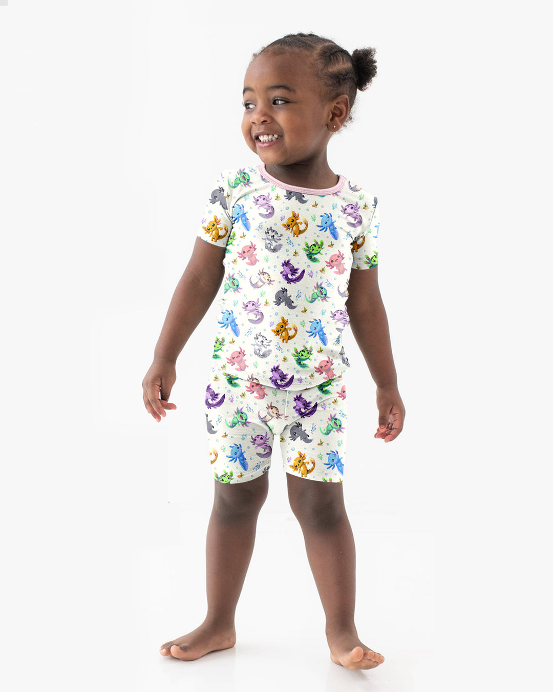 I Love You Axolotl Bamboo Two Piece Short Sleeve Shorts Pajama Set