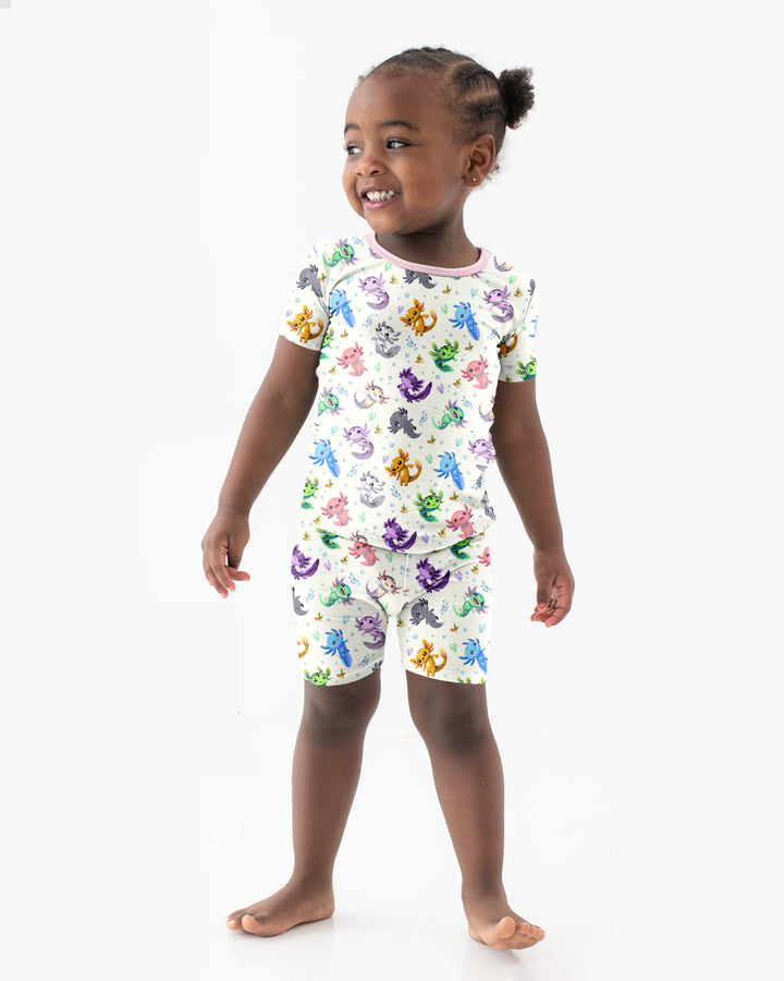 I Love You Axolotl Bamboo Two Piece Short Sleeve Shorts Pajama Set