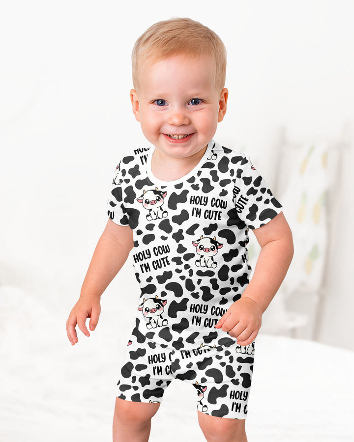 Holy Cow I'm Cute Bamboo Two Piece Short Sleeve Shorts Pajama Set