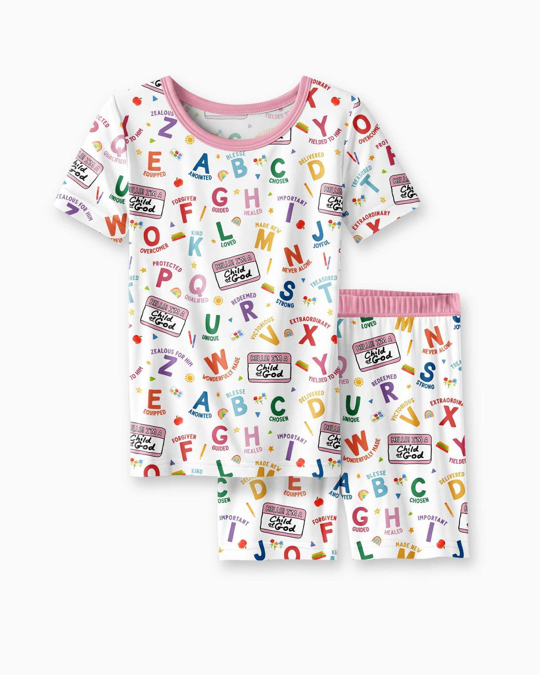 I'm A Child Of God ABCs Bamboo Two Piece Short Sleeve Shorts Pajama Set