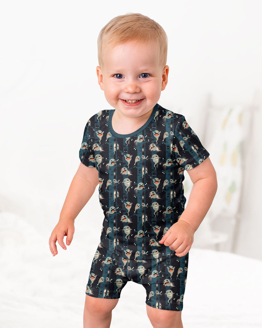 Scared yet Bamboo Two Piece Short Sleeve Shorts Pajama Set