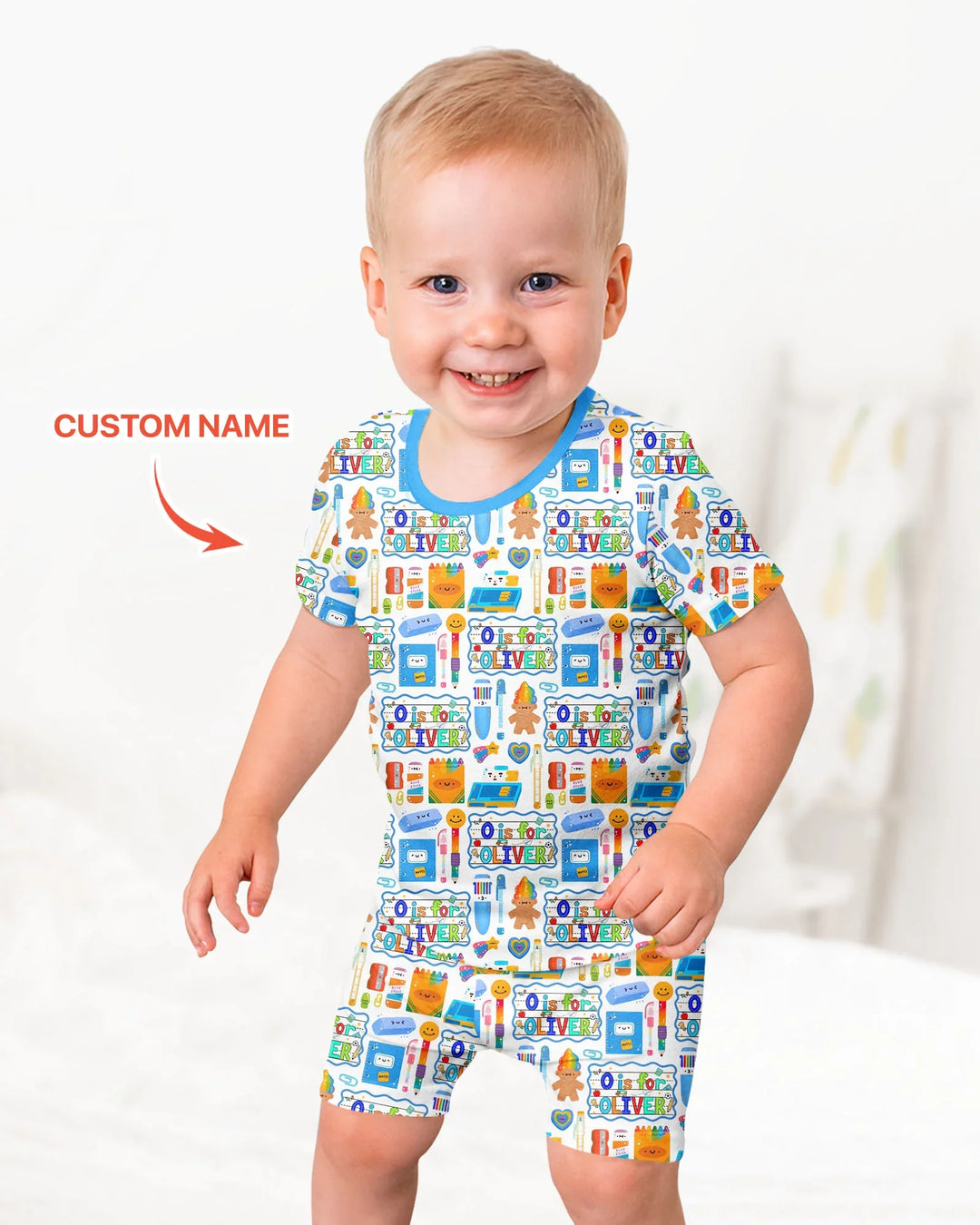 Custom Name Classroom Cuties Bamboo Two Piece Short Sleeve Shorts Pajama Set
