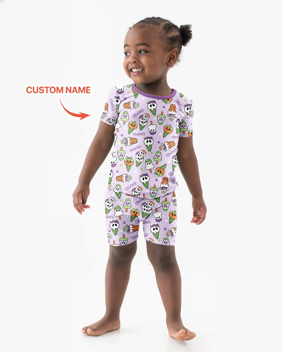Summerween Ice cream Bamboo Two Piece Short Sleeve Shorts Pajama Set