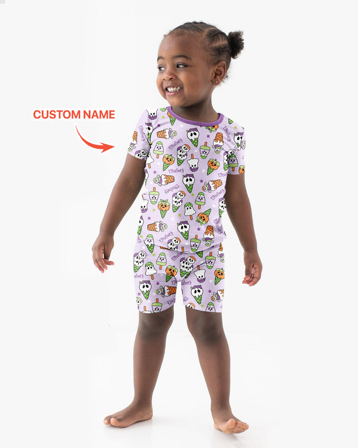 Summerween Ice cream Bamboo Two Piece Short Sleeve Shorts Pajama Set