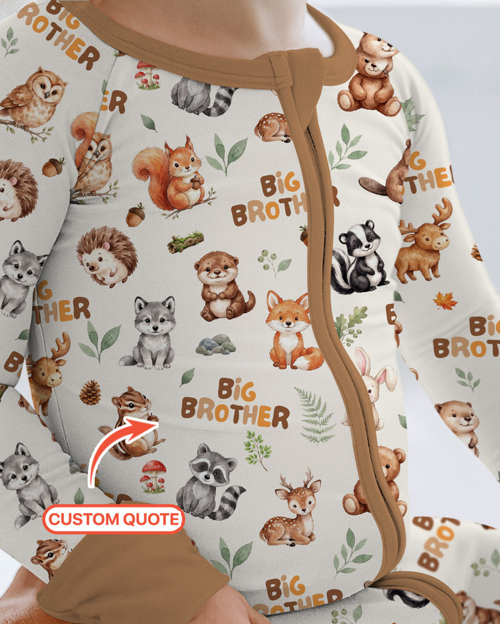 Custom Quote Woodland Animal Matching Sibling Bamboo Convertible Zippy