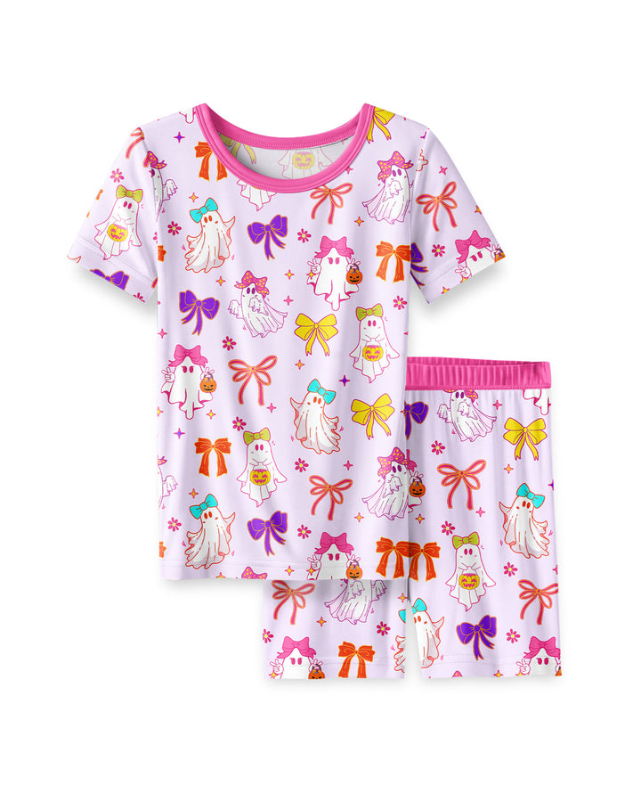 Coquette Ghost & Bow Bamboo Two Piece Short Sleeve Shorts Pajama Set
