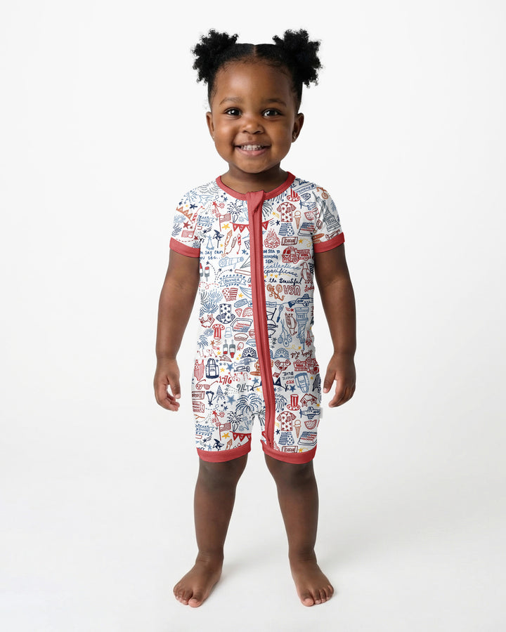 Liberty Doodle 250th Family Matching Bamboo Shorty Zippy