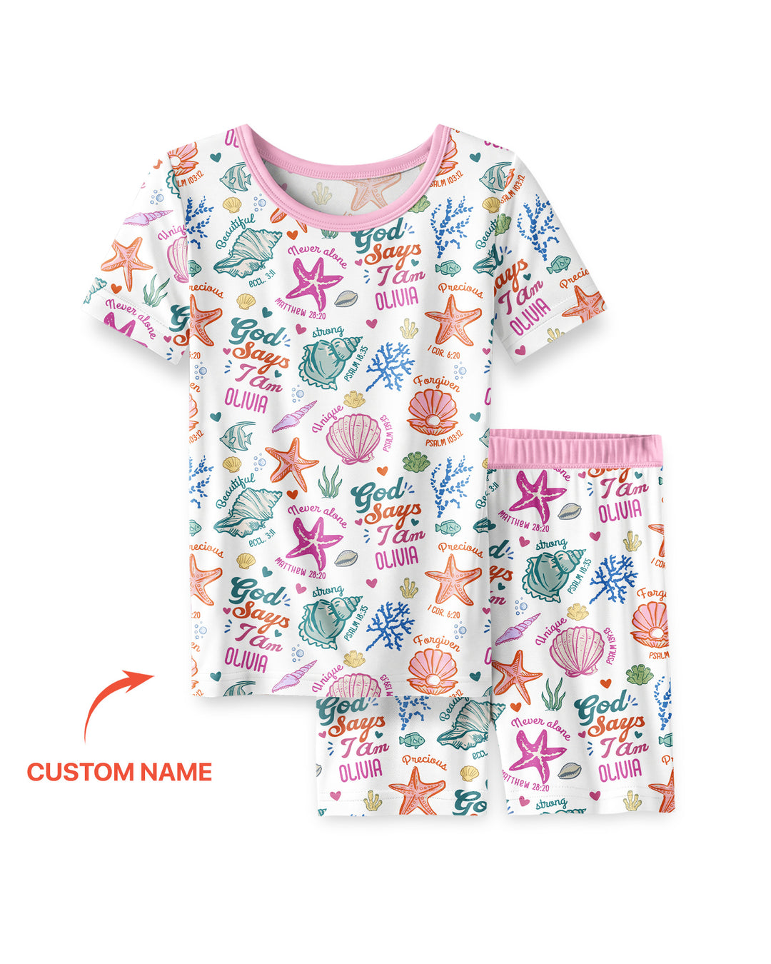 Coastal God Says I Am Custom Name Bamboo Two Piece Short Sleeve Shorts Pajama Set