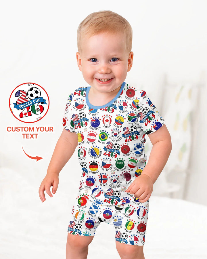 The World Plays Here 2026 Soccer Tour Bamboo Two Piece Short Sleeve Shorts Pajama Set