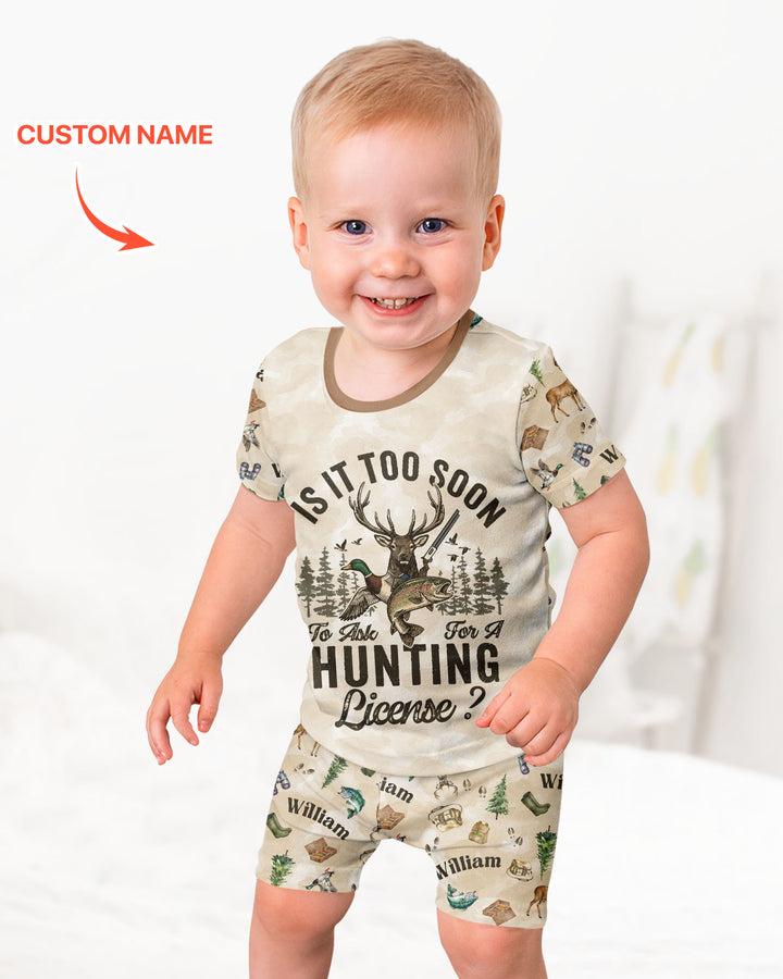 Personalized Funny Hunting Bamboo Two Piece Short Sleeve Shorts Pajama Set