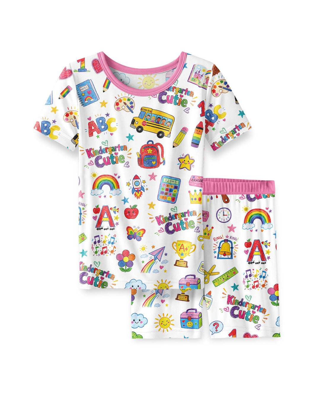 Kindergarten Cutie Bamboo Two Piece Short Sleeve Shorts Pajama Set