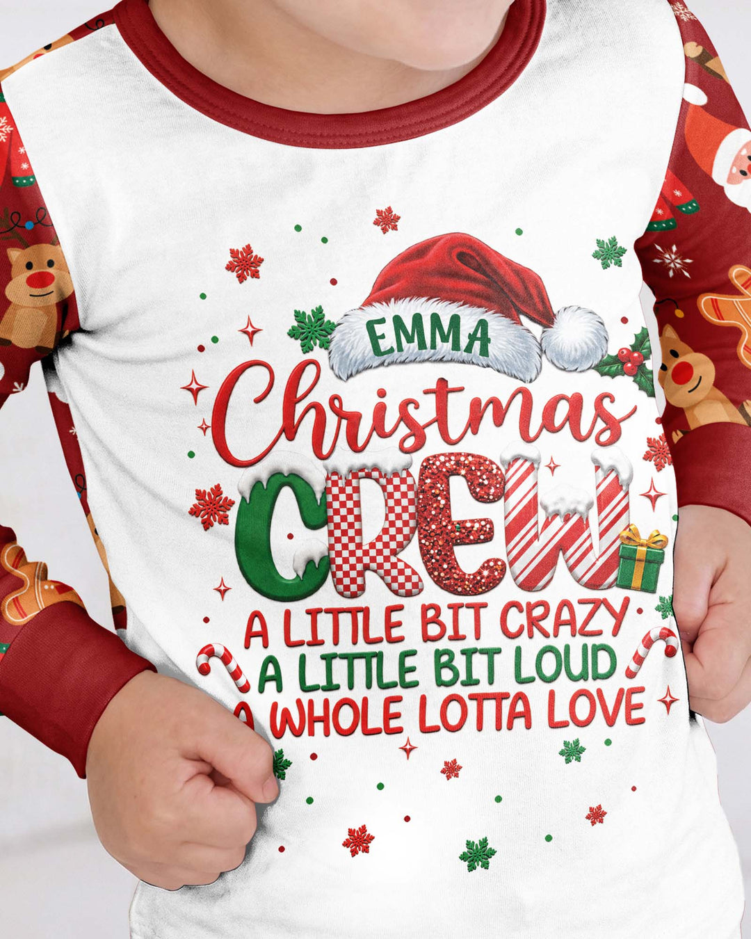 Personalized Christmas Crew Family Matching Bamboo Two Piece Long Sleeve Pajama Set
