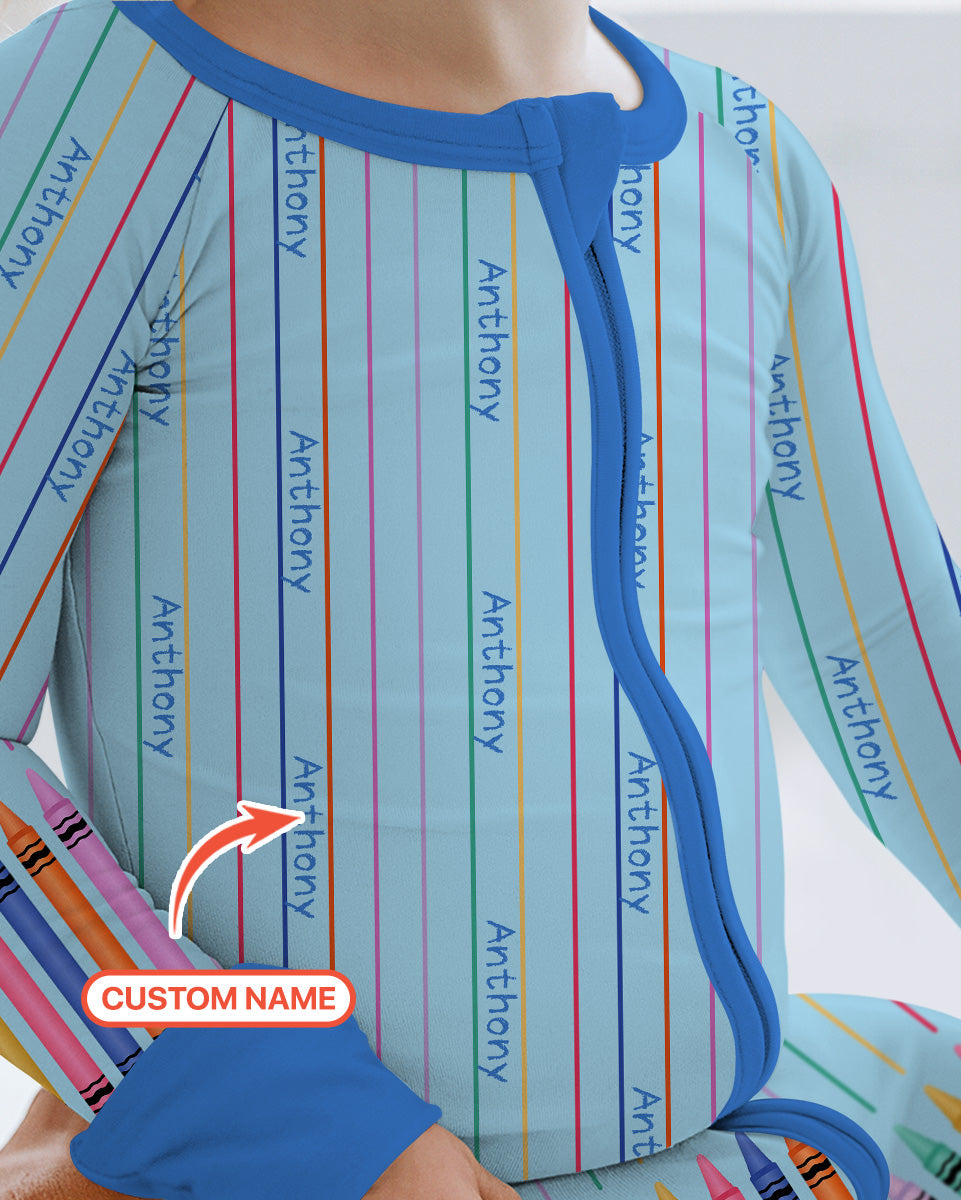 Custom Name Crayon Lines Bamboo Convertible Zippy