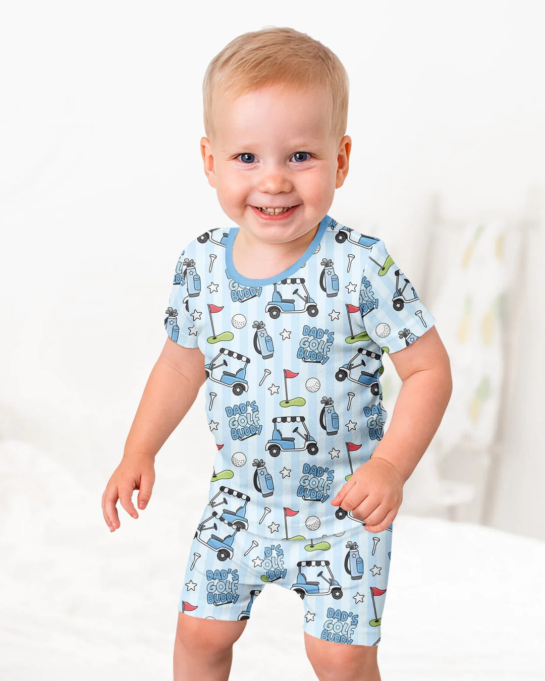 Dad's Golf Buddy Bamboo Two Piece Short Sleeve Shorts Pajama Set