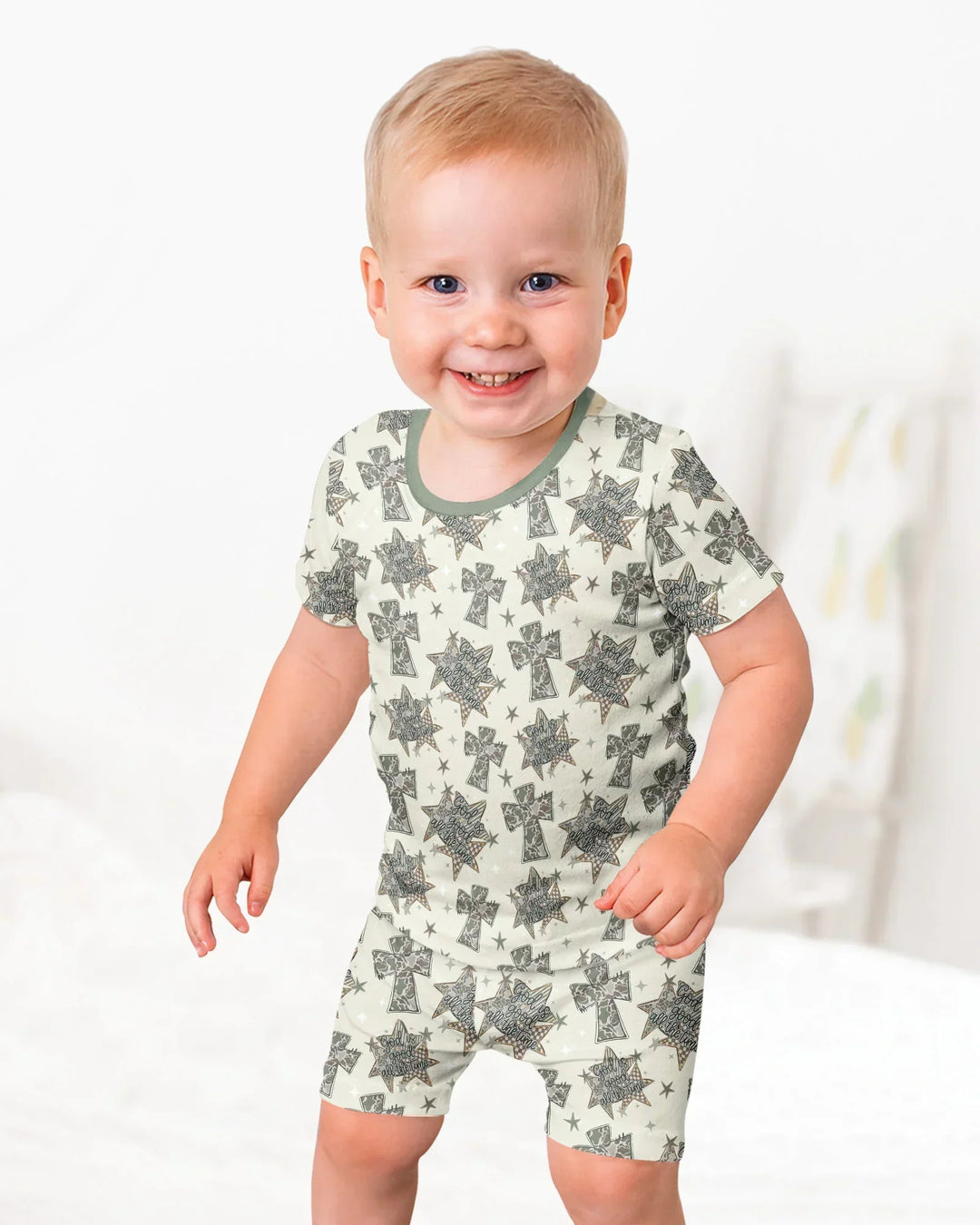 Template Bamboo Two Piece Short Sleeve Shorts Pyjamas Set