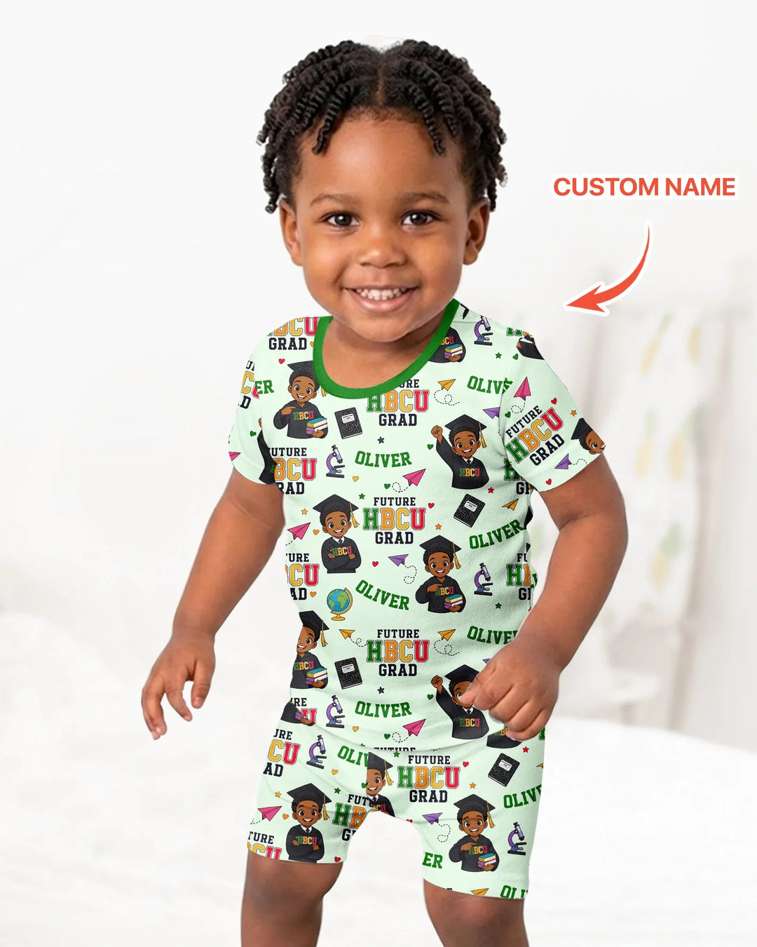 Custom Name Future HBCU Grad Bamboo Two Piece Short Sleeve Shorts Pajama Set