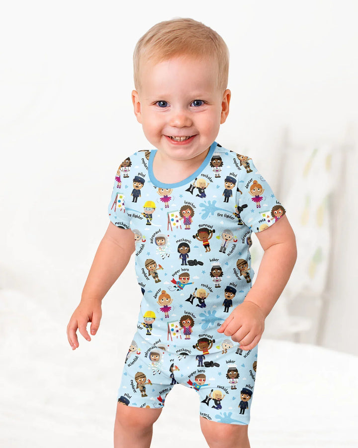 When I Grow Up Bamboo Two Piece Short Sleeve Shorts Pajama Set