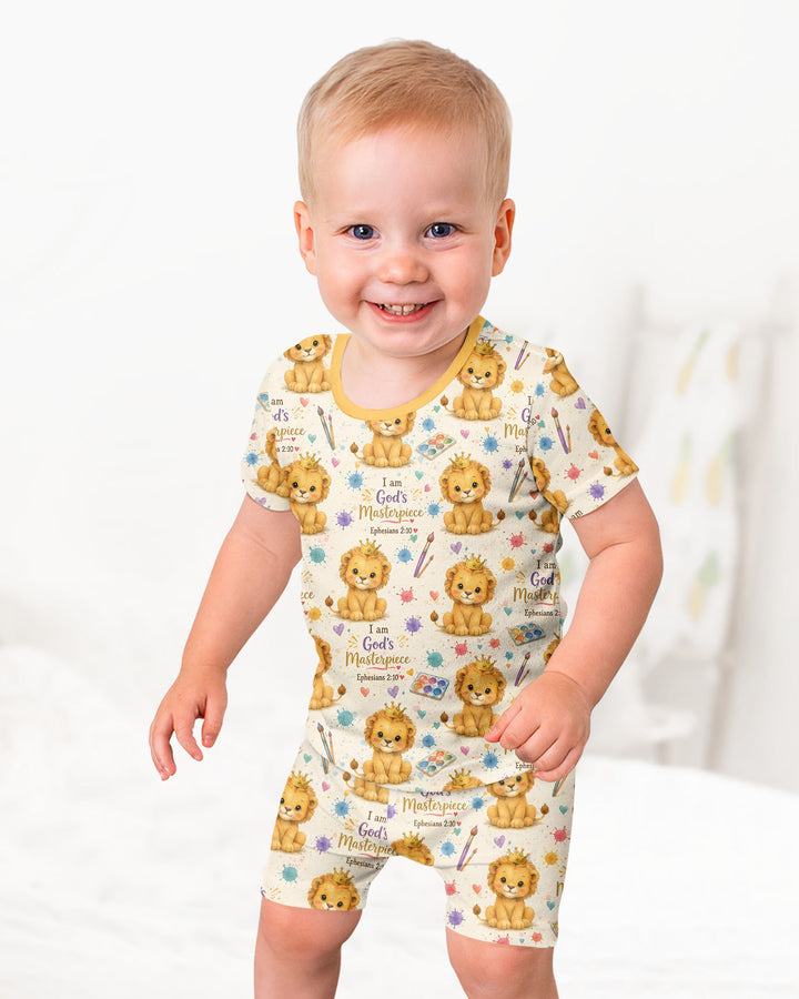I Am God's Masterpiece Two Piece Short Sleeve Shorts Pajama Set