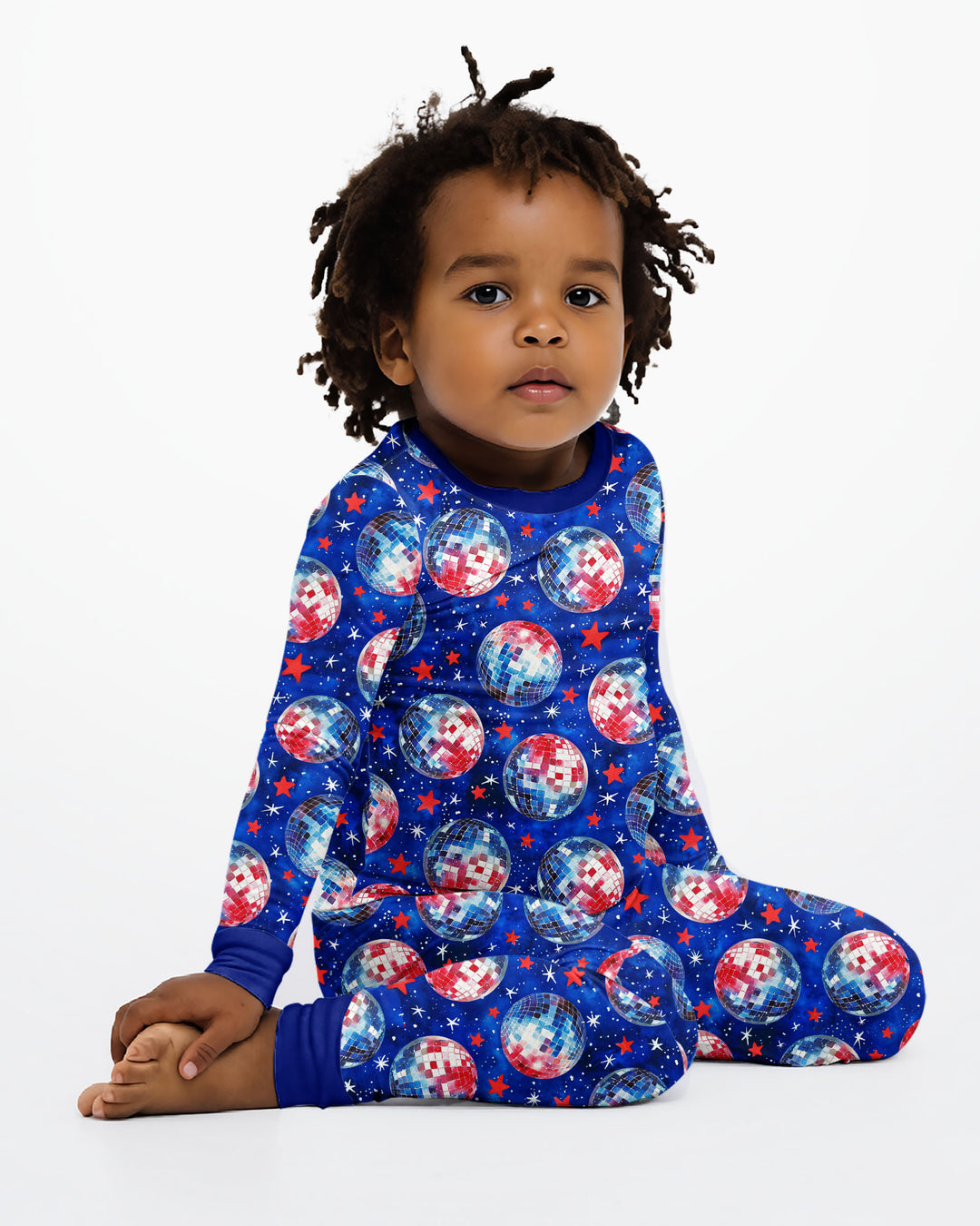 USA Disco Balls Bamboo Two Piece Long Sleeve Pajama Set