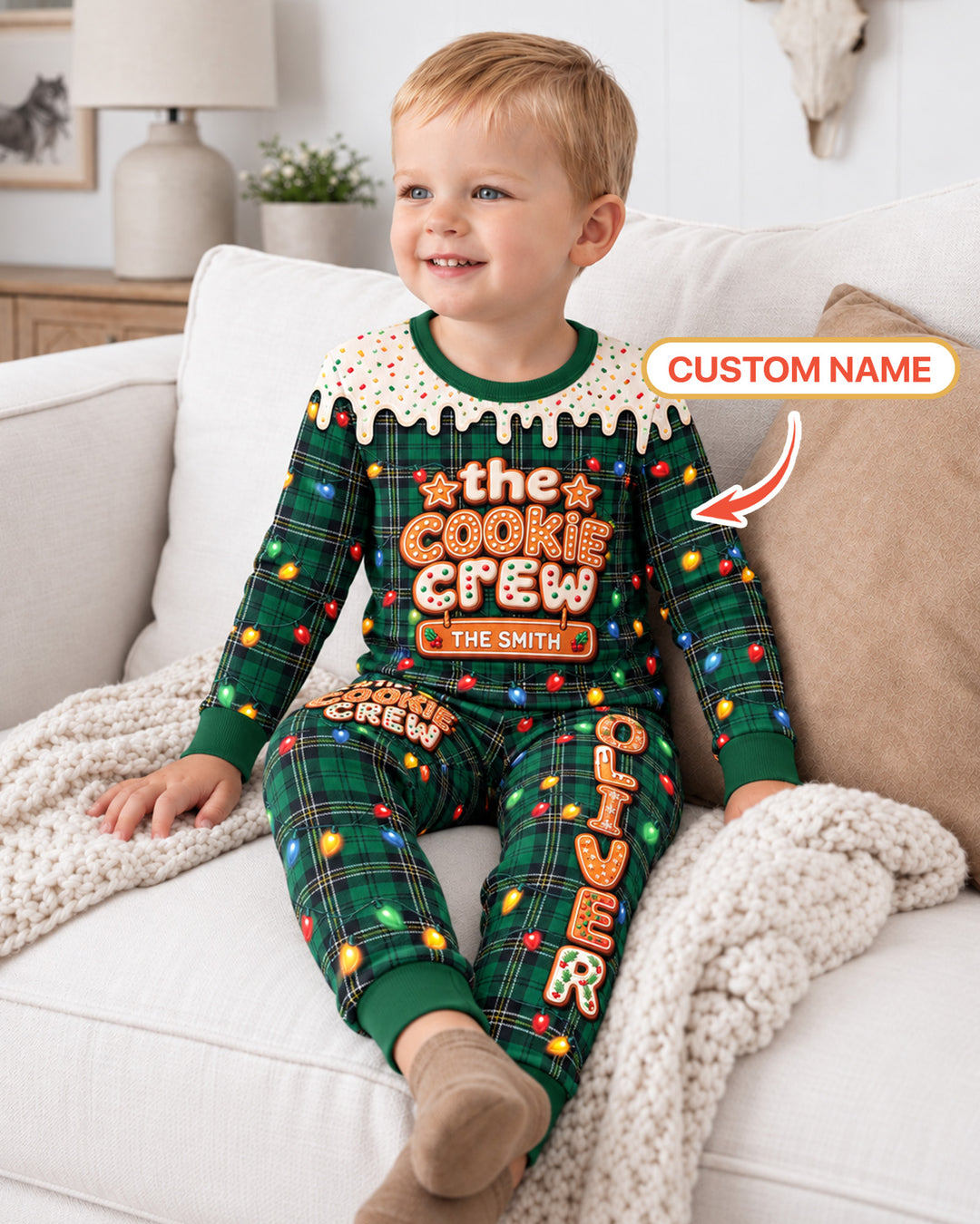 The Cookie Crew Custom Name Bamboo Two Piece Long Sleeve Pajama Set