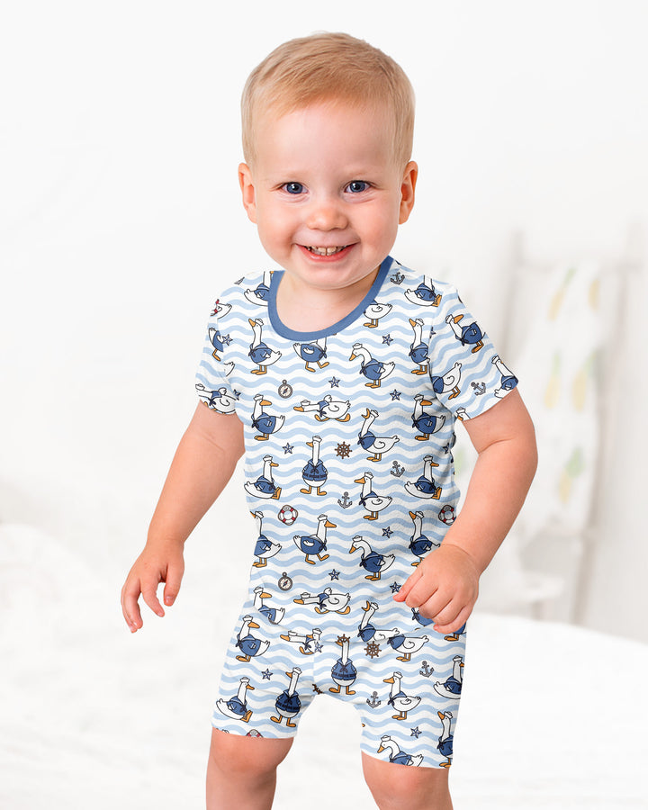 Silly Goose Sailor Bamboo Two Piece Short Sleeve Shorts Pajama Set