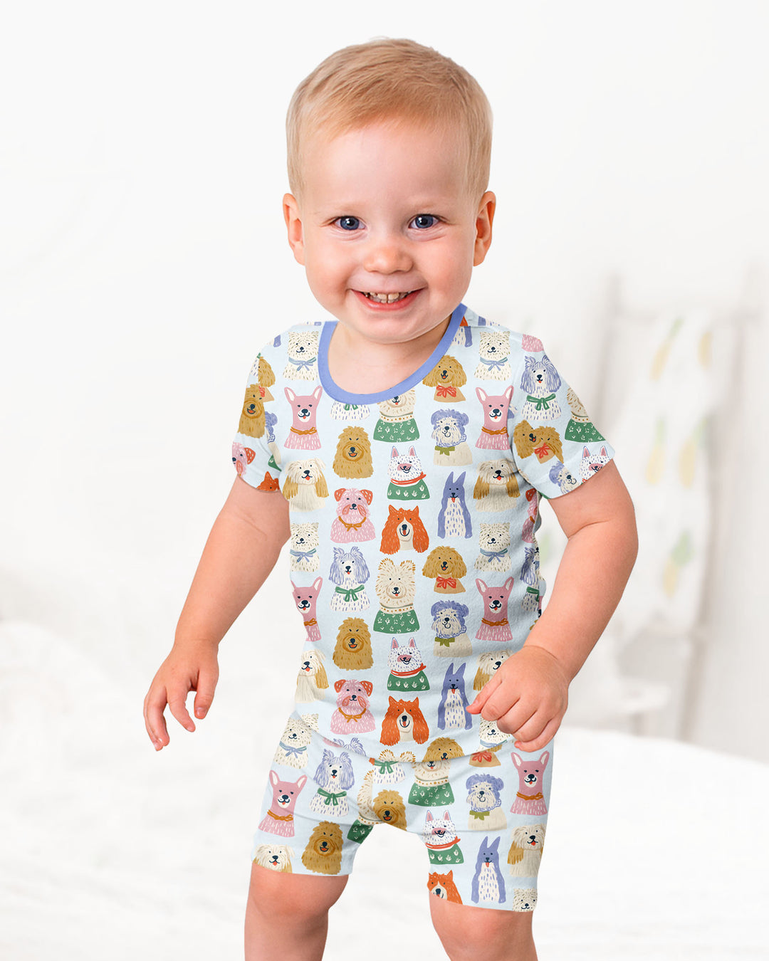 Puppy Portrait Bamboo Two Piece Short Sleeve Shorts Pajama Set