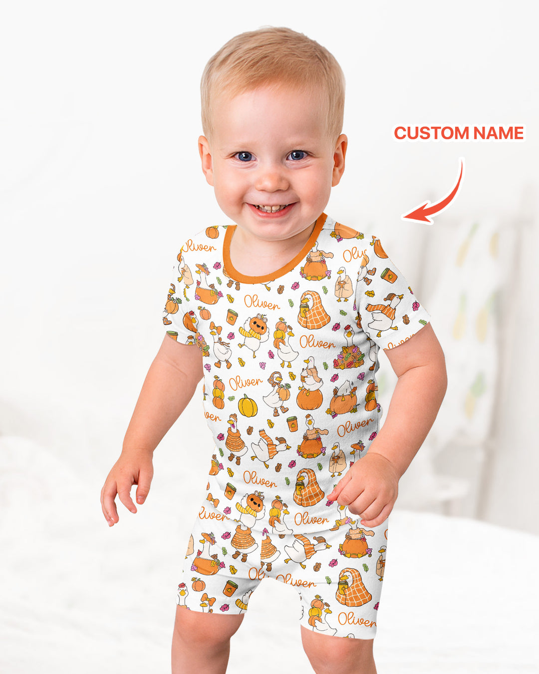 Fall Silly Goose Bamboo Two Piece Short Sleeve Shorts Pajama Set