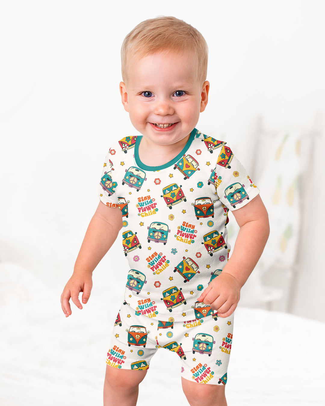 Template Bamboo Two Piece Short Sleeve Shorts Pyjamas Set