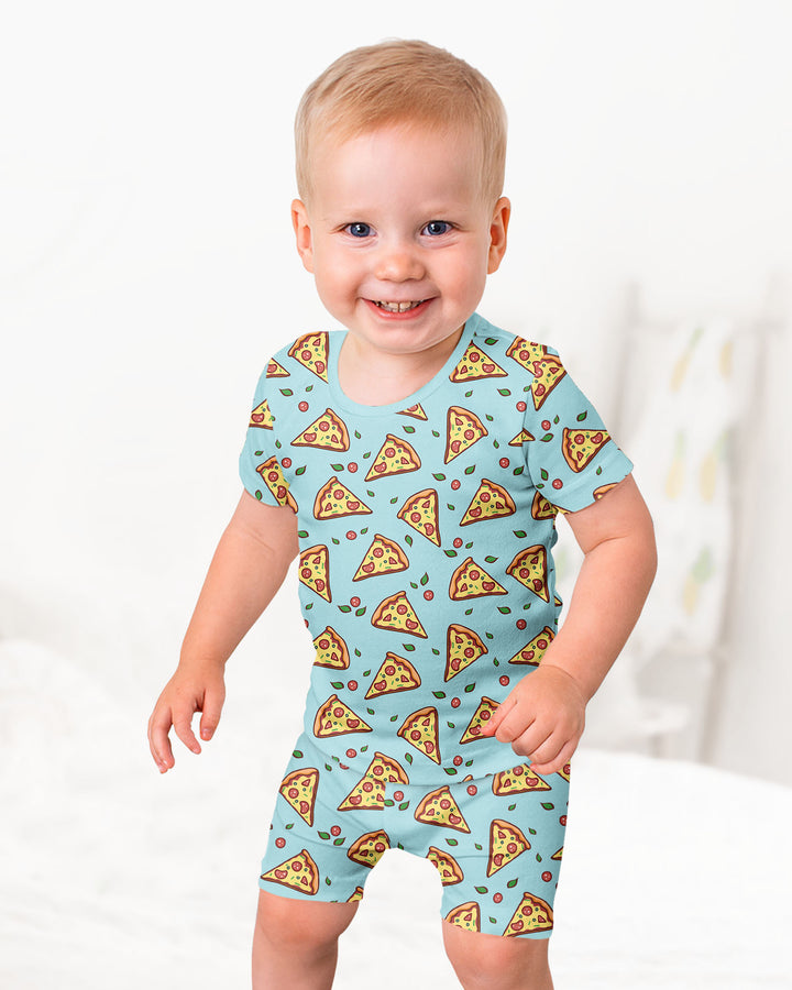 Pizza Doodle Bamboo Two-Piece Short Sleeve Shorts Pyjamas Set