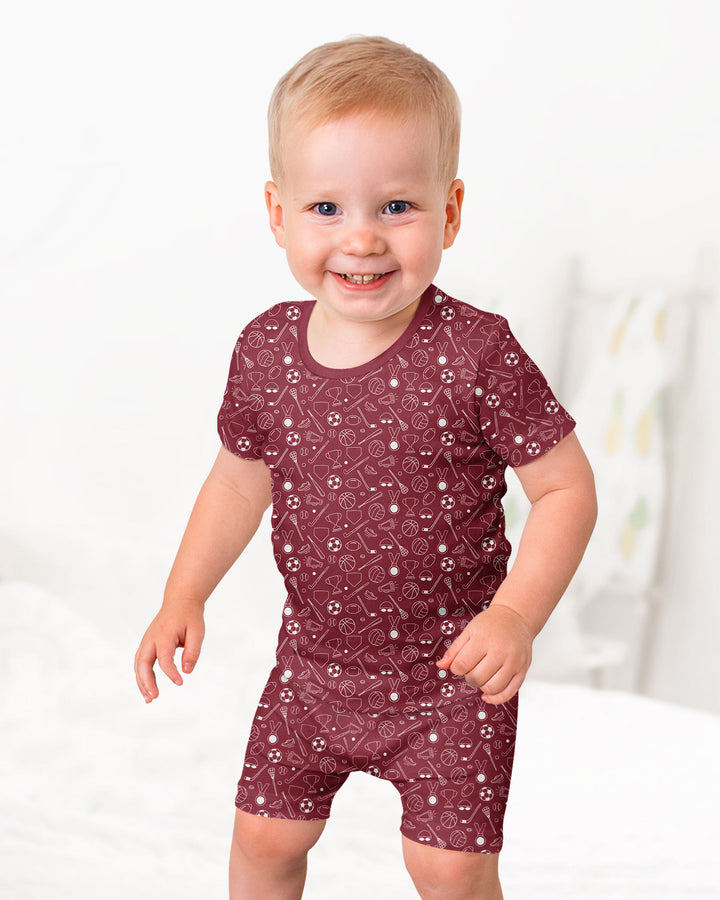Doodle Sports Bamboo Two Piece Short Sleeve Shorts Pajama Set