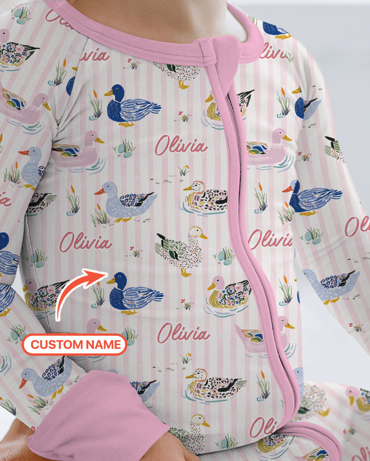 Whimsical Duck Custom Name Bamboo Convertible Zippy