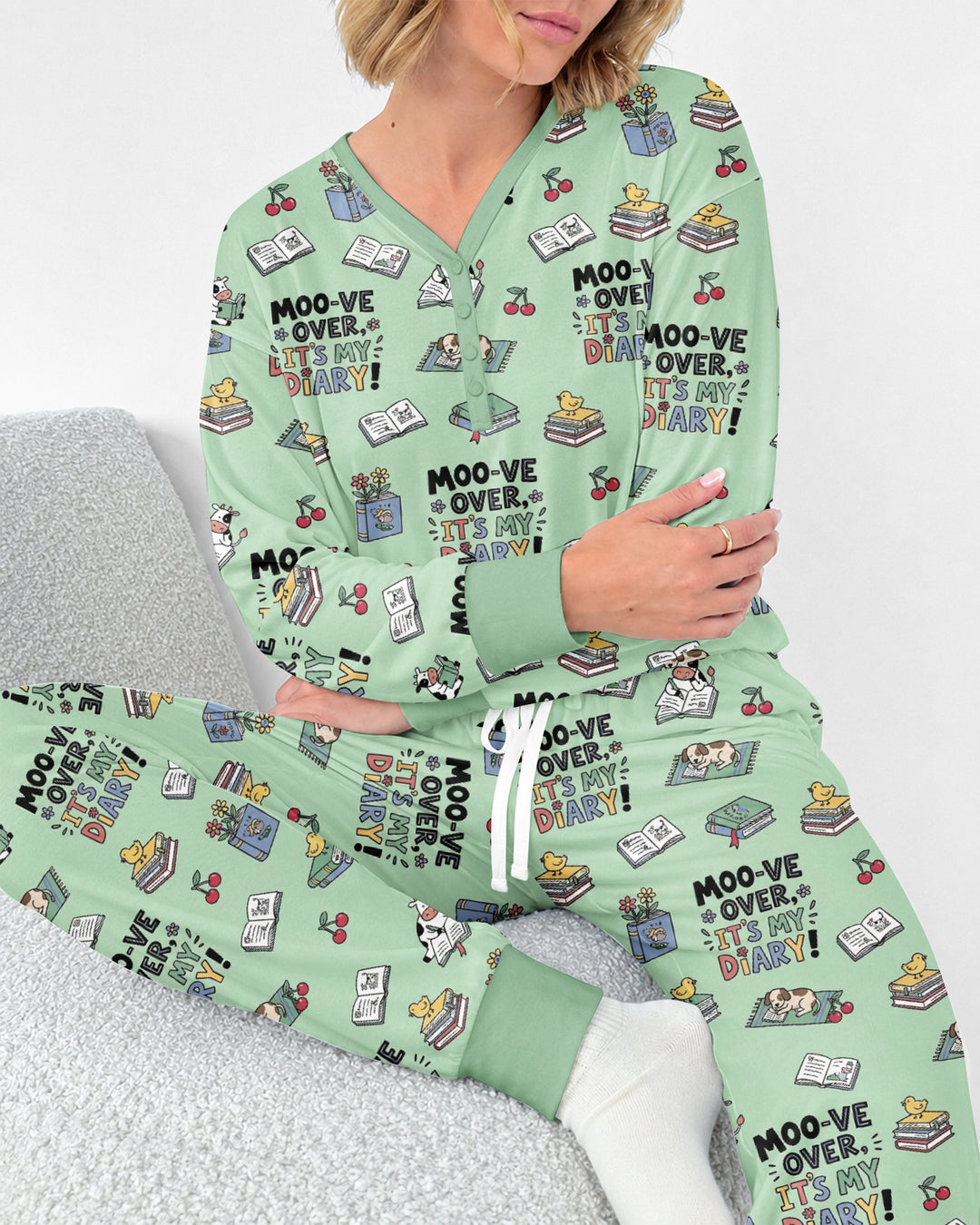 Moove Over Its My Diary Bamboo Women Pajama Set