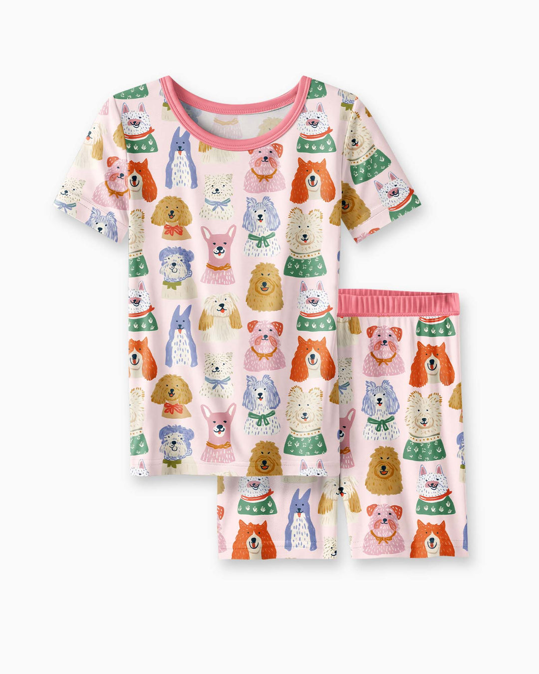 Puppy Portrait Bamboo Two Piece Short Sleeve Shorts Pajama Set