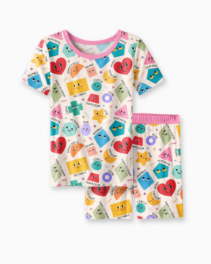 Happy Shape Squad Family Matching Bamboo Two Piece Short Sleeve Shorts Pajama Set