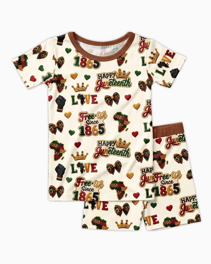 Juneteenth Free-ish Since 1865 Bamboo Two Piece Short Sleeve Shorts Pajama Set