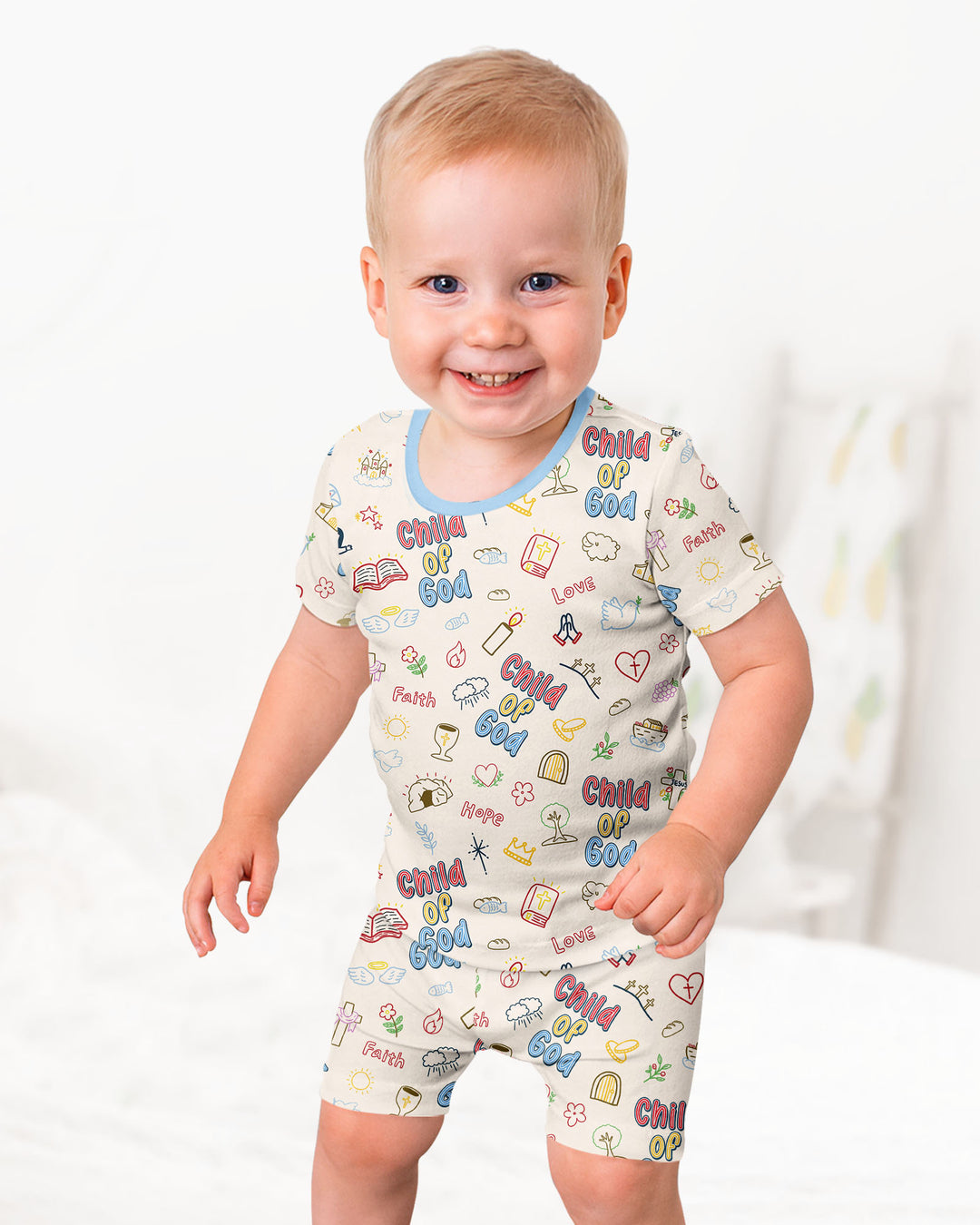 A Child Of God Family Matching Bamboo Two Piece Short Sleeve Shorts Pajama Set