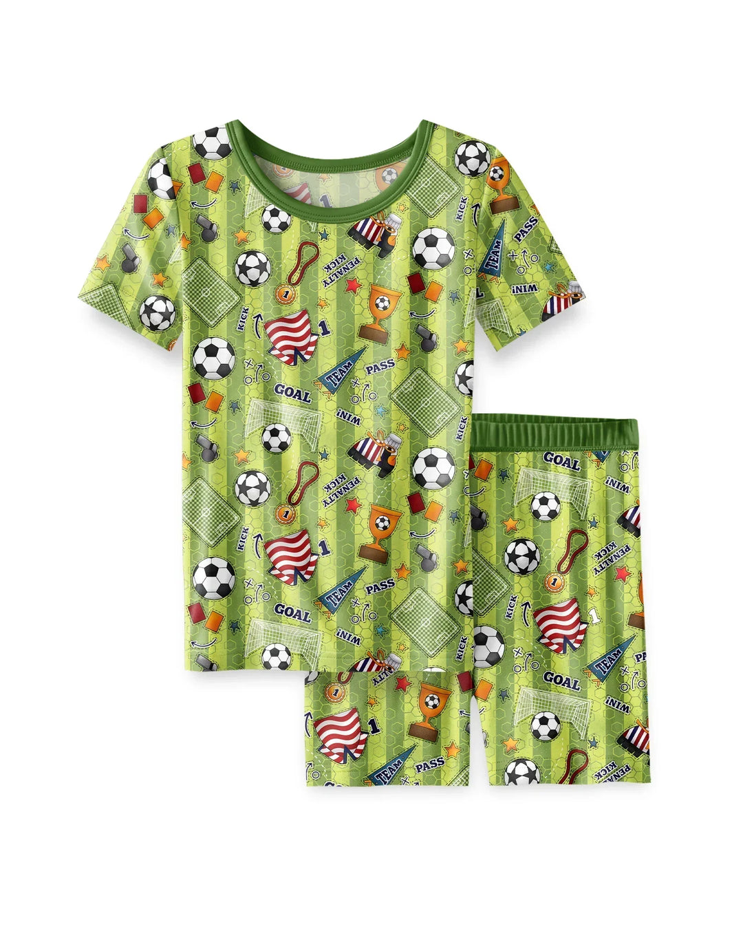 I Love Sports Soccer Bamboo Two Piece Short Sleeve Shorts Pajama Set