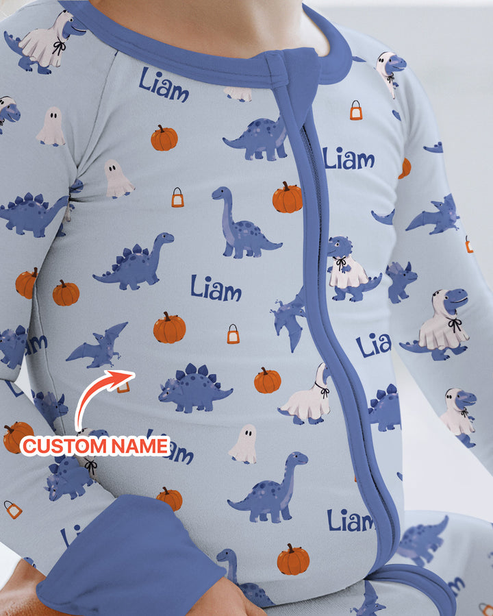 Custom Name Spooky Dinosaur Halloween - Personalized Bamboo Convertible Zippy