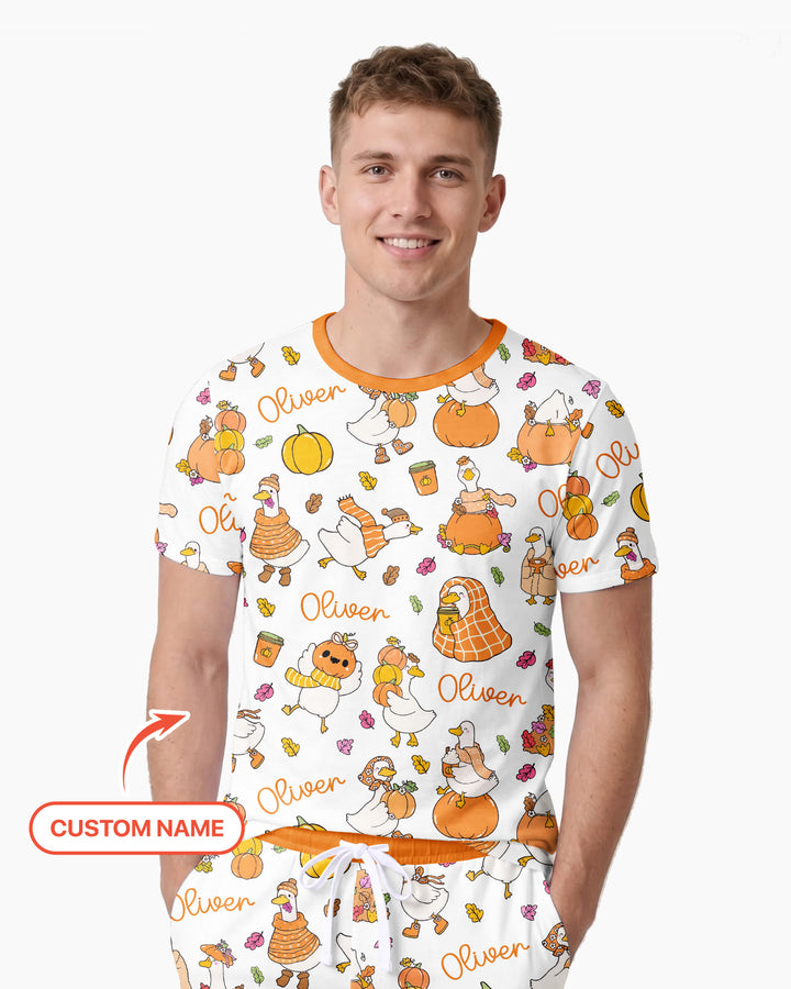 Fall Silly Goose Bamboo Men Short Sleeve Short Pajama Set